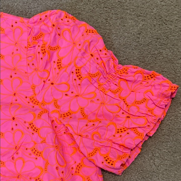 Lilly Pulitzer Vibrant Pink Top with Orange Details - Picture 2 of 5